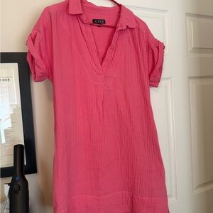 J. Crew Hot Pink V-Neck Dress